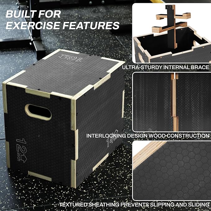 3 in 1 Non-Slip Wooden Plyo Box Plyometric
