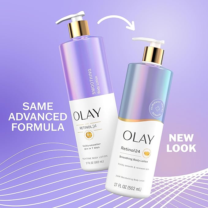 Olay Body Lotion for Women, Smoothing with Retinol Serum, Visibly Smoother Skin, 24hr Moisture & Hydration, Fast Absorbing Formula, Vitamin B3 Complex, For All Skin Types, 17 fl oz