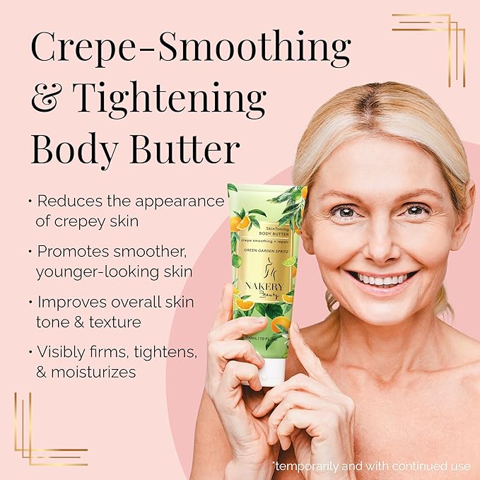 Nakery Body Butter Anti Aging Moisturizer - Body Cream Skin Tightening Cream & Neck Firming Cream, Moisturizing Cream & Neck Tightening Cream for Body & Face Cream for Dry Skin 300ml (Green Garden)