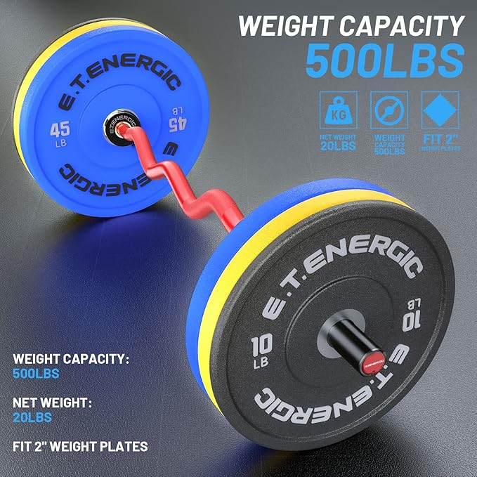 47" Olympic EZ Curl Bar 500-lbs Capacity Steel 2" Barbell