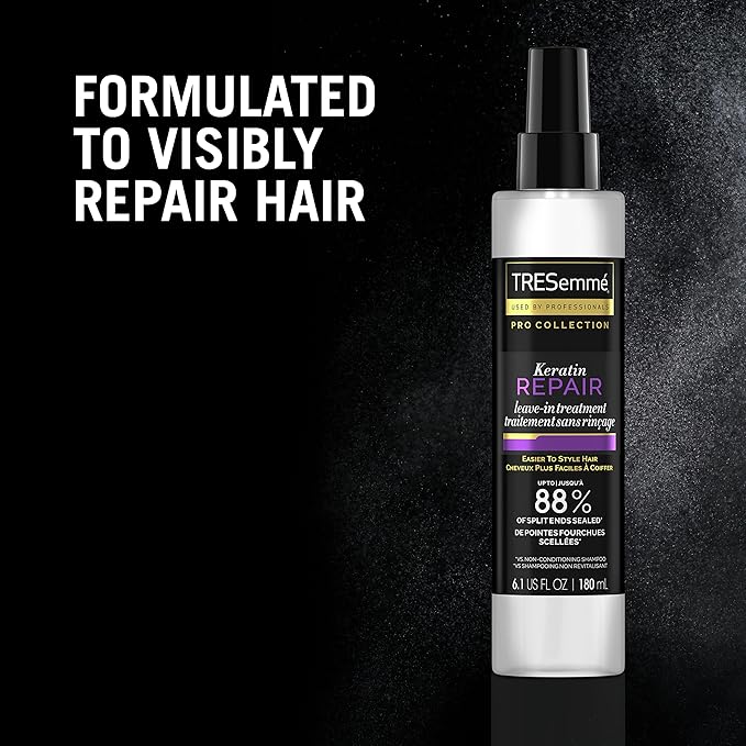 TRESemmé Pro Collection Keratin Repair Leave In Hair Treatment for Strong, Healthy-Looking Hair Care Hair Styling Treatment Spray Visibly Repair Split Ends 6.1 oz