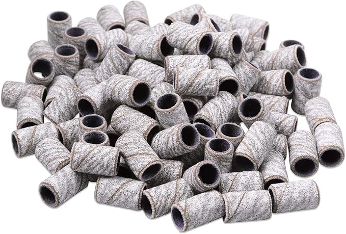 PANA 100 Pieces Nail Sanding Bands Professional Nail Manicure Great Fit for Nail Drill Bits for Acrylic Nails (120 Grit, Zebra)