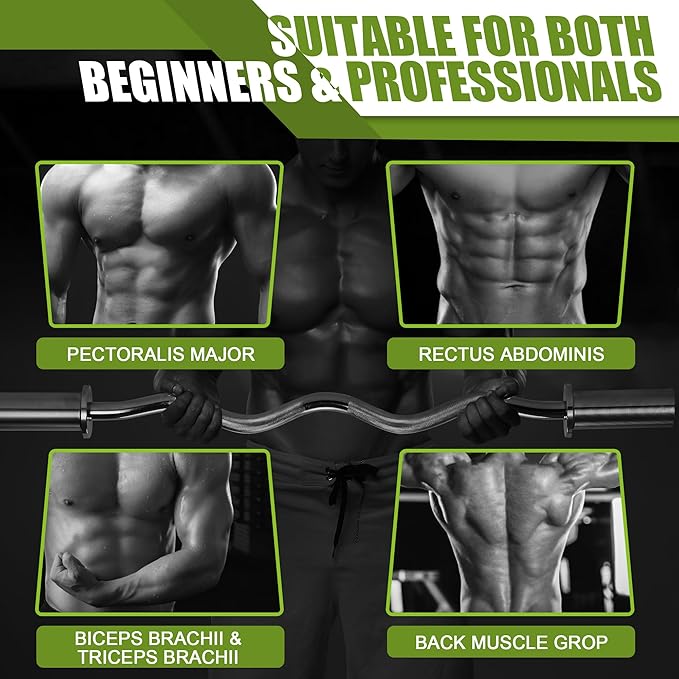 47" Olympic Barbell Curl Bar EZ Bar Strength 440-Pound Capacity