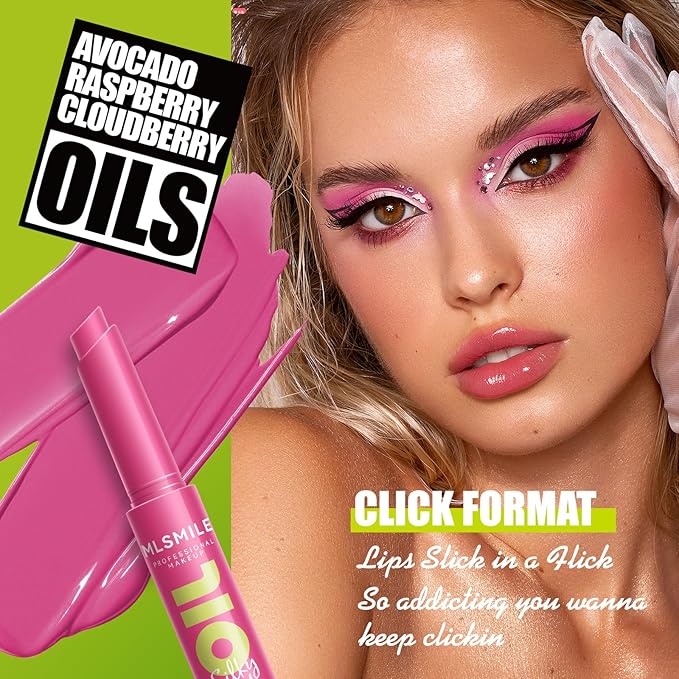 3 Colors Fat Lip Oil, Click Slick Moisturizing and Long-lasting Lip Balm, Non-stick and High Pigment Lip Glow Oil, Lightweight Lip Plumper with Coconut Oil Makeup (Set A)