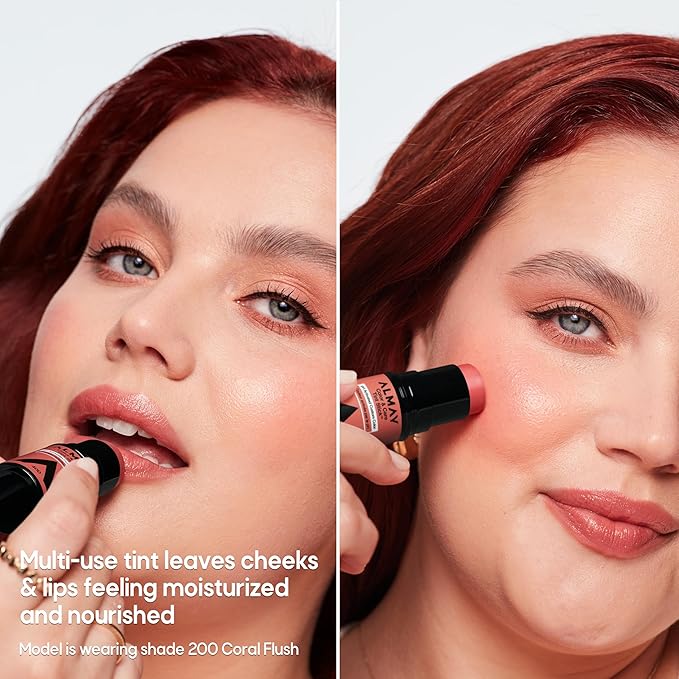 Almay Lip and Cheek Tint, Color & Care Tint Stick, Multi-Use Moisturizing Blush and Lip Color, Dewy Finish, 100 Natural Flush, 0.25 oz