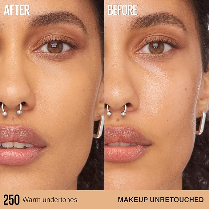 Maybelline Super Stay Lumi-Matte Foundation, Lightweight and Buildable Full Coverage Foundation Makeup For Up To 30HR Wear, 250, 1 Count