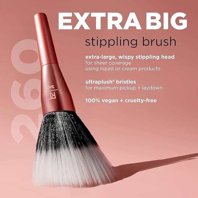 Real Techniques Extra Big Stippling Brush, Large Makeup Brush for Liquid & Cream Foundation, BB/CC Cream, Skin Tints, XL Oversized Brush, Cruelty-Free, Synthetic Bristles, 1 Count