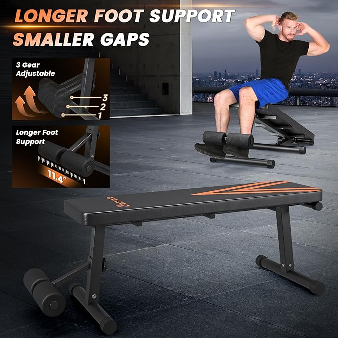 2 In 1 Adjustable Flat Weight Bench - 45.3'' Extended Gym,750LBS Sit 18'' Widened