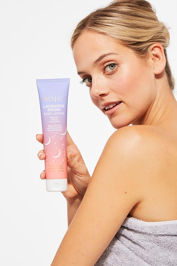 Pacifica Lavender Moon Body Lotion – Relaxing Lavender & Rose Scented Moisturizer w/Chamomile & Vitamin E, Calming Aromatherapy Cream for Nighttime Shower Vegan & Cruelty-Free Dermatologist Tested