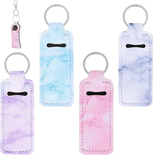 4Pcs Chapstick Holder Keychain, Lip Balm Blue)