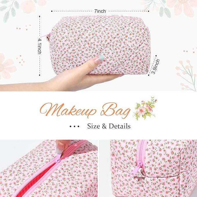 Soidram quilted makeup bag floral