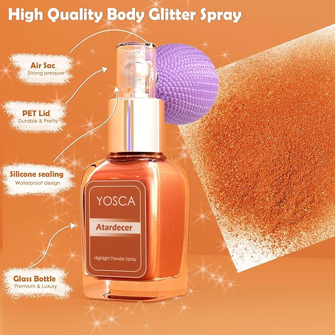 Yosca Highlighter Powder Spray, 20ML Cosmetic Grade Shimmer 20ML