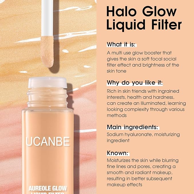 UCANBE Halo Glow Liquid Filter, Face Complexion Booster 0.91OZ