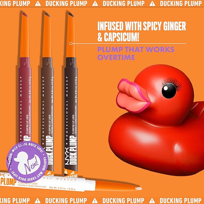NYX PROFESSIONAL MAKEUP Duck Plump Plumping Lip Liner, Matte Pencil With Up To 10HR Wear, Double Dose (Dark Brown Lip Liner)