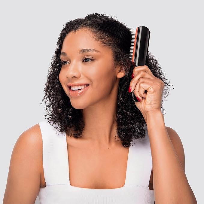 Diane Pro Nylon Pin 9 Row Styling Brush for Detangling, Separating, Shaping, and Defining Wet or Curly Hair, Heat-Resistant, Anti-Static, Black/Red