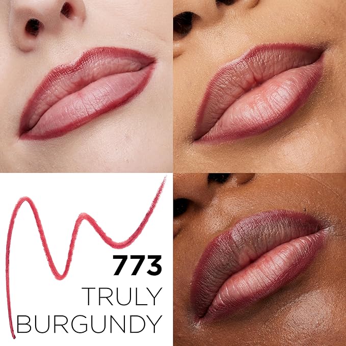 L'Oreal Paris Colour Riche Lip Liner Pencil, Creamy Lip Liner with Omega 3 and Vitamin E, 773 Truly Burgundy (Cool Toned Burgundy)