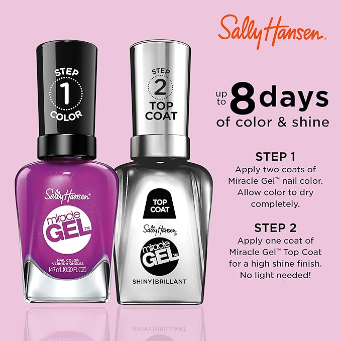 Sally Hansen Miracle Gel™, Hunger Flames, Long Lasting, Gel-Like Formula, No UV Lamp Needed, Purple Nail Polish