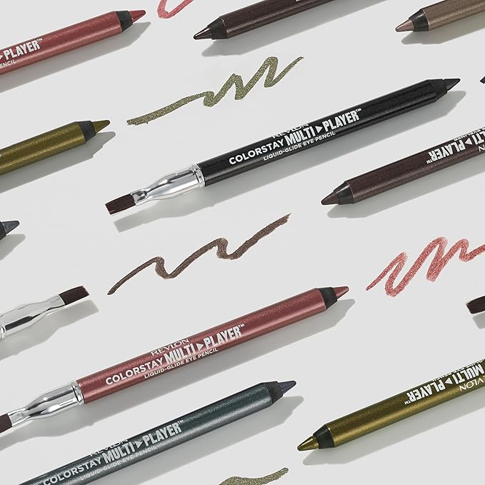 REVLON ColorStay Multiplayer Liquid-Glide Eye Pencil, Multi-Use Makeup With Blending Brush, Blends Then Sets, Creamy Texture, Waterproof, Smudge-proof, Longwearing, 402 High Stakes, 0.03 Oz
