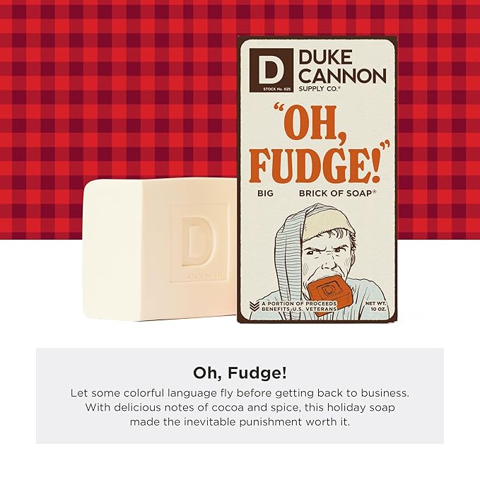 Duke Cannon Holiday Limited-Edition OH Fudge Big Brick of Soap - 10oz Bar, Triple Milled, Perfect for Men, Supports U.S. Veterans, 3 Pack