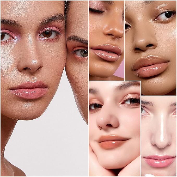 Hydrating Lip Glow Oil Long-Lasting Nourishing Lip Gloss Moisturizing Non-Sticky Plumping Lip Stain Tinted Cherry Oil Lip Care (Ruby Red)