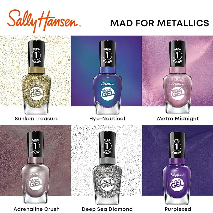 Sally Hansen Miracle Gel™, Metro Midnight, Long Lasting, Gel-Like Formula, No UV Lamp Needed, Purple Nail Polish