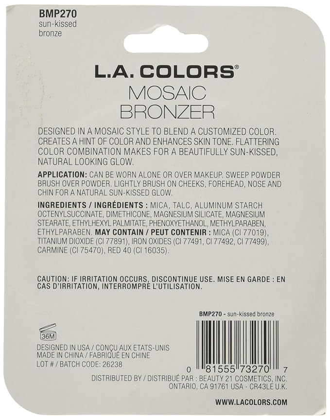L.A. Colors Mosaic Bronzer/Blush Compact, Golden Bronze, 0.09