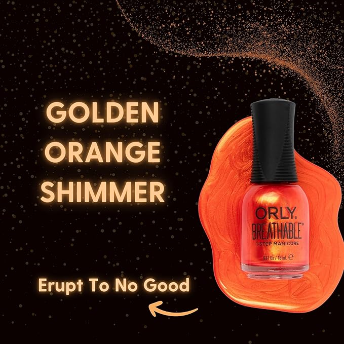 Orly Melting Point Nail Polish Collection | GoldenOrange Shimmer | Long-Wearing, Full Coverage Formula with Gripper Cap | Vegan & Cruelty-Free (Erupt To No Good)
