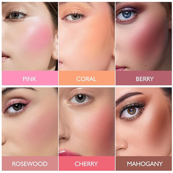 KYDA Powder Blush, Radiant Glow Face Blusher, Blendable Texture, Coral