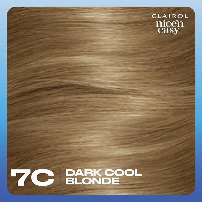 Clairol Nice'n Easy Permanent Hair Dye, 7C Dark Cool Blonde Hair Color, Pack of 3 (Packaging May Vary)