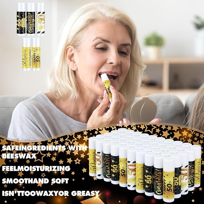 50 Sets Birthday Favors Lip Balm