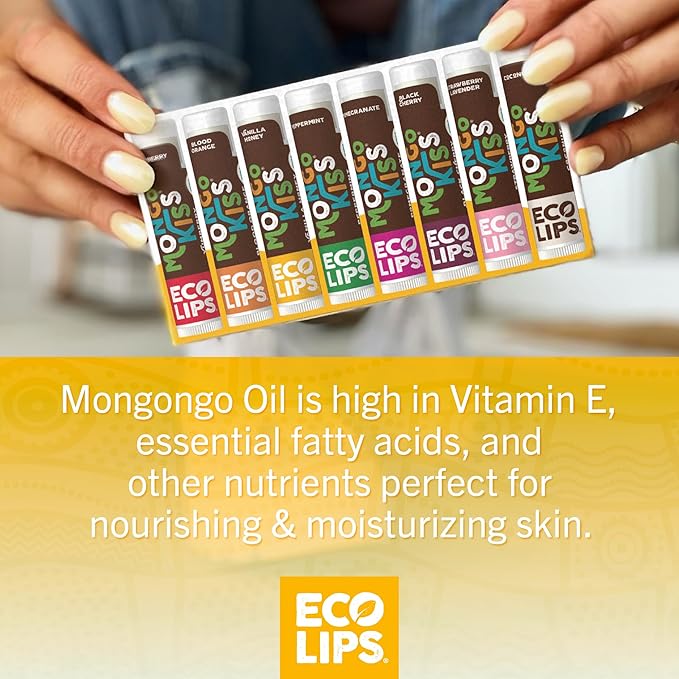 Mongo Kiss USDA Organic Lip Balm Set 8-pack (0.15 oz. each) with Mongongo Oil & Cocoa Butter to Moisturize Chapped Lips | Made in USA by Eco Lips (Variety)