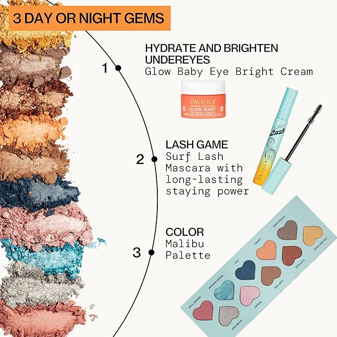 Pacifica Eyeshadow Palette – Malibu Mineral Eyeshadow, Blendable Neutral Shades with Velvet Matte, Shimmer & Metallic, Cocoa Butter Infused, Talc-Free, Vegan & Cruelty-Free, 0.24 oz (10 Shades)