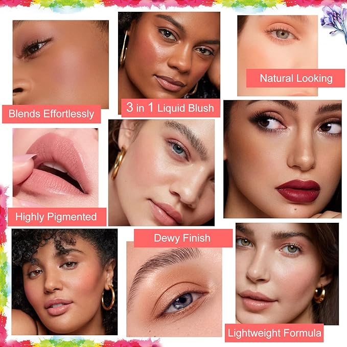 Liquid Blush Make up,Cream Blush for Cheeks,Natural Looking,Lightweight,Breathable Oz (01#02#06#)