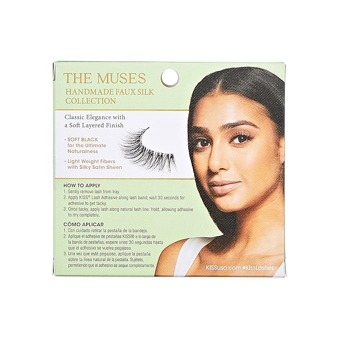 KISS Lash Couture The Muses Collection False Eyelashes - Legacy, Black, Rounded, Doe-Eyed, Refined Faux Silk, Contact Lens Friendly, Pliable Band, Comfortable, Reusable, Cruelty Free, Vegan | 1 Pair