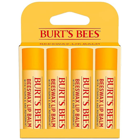 Burt's Bees Lip Balm - Original Beeswax, Lip Moisturizer With Responsibly Sourced Beeswax, Tint-Free, Natural Origin Conditioning Treatment, 4 Tubes, 0.15 oz.