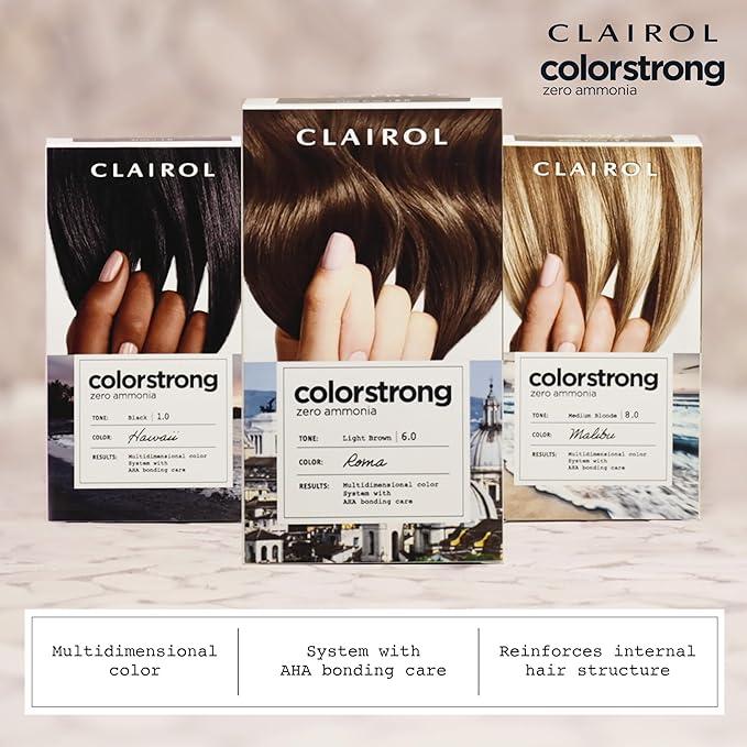 Clairol ColorStrong Permanent Zero Ammonia Hair Dye, 1.0 Black - Hawaii Hair Color, Pack of 1