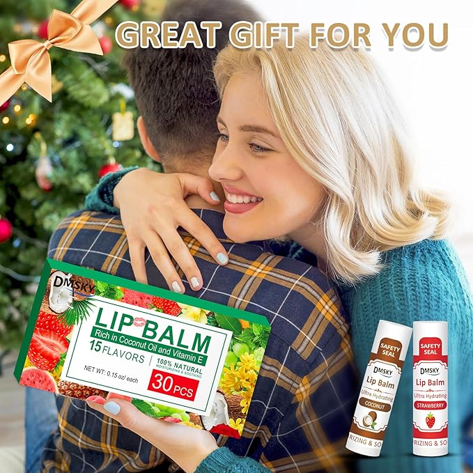 DMSKY 30 Pack Lip Balm, Natural