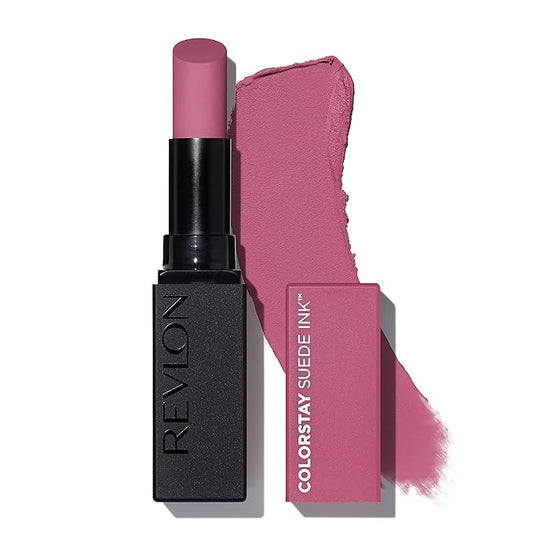 REVLON Lipstick, ColorStay Suede Ink, Built-in Primer, Infused with Vitamin E, Waterproof, Smudge-proof, Matte Color, 009 In Charge, 0.09 oz.