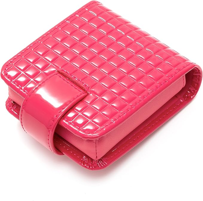 Cockatoo Leather Lipstick Case with Mirror, Women's Portable Lipstick Pouch Travel Cosmetic Bag Can Be Put in Wallet Mini Cosmetic Bag Lipstick Pouch (Bright Red)