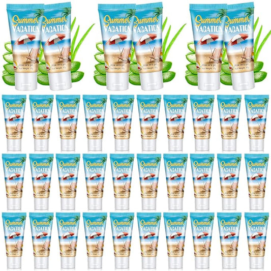 36 Pcs Mini Aloe Vera Gel Travel Size Bulk for Summer Vacation Party 1oz After Sun Aloe Vera Gel Sunburn Relief Hydrating Face Body Moisturizer Cream for Gifts Summer Party Supplies