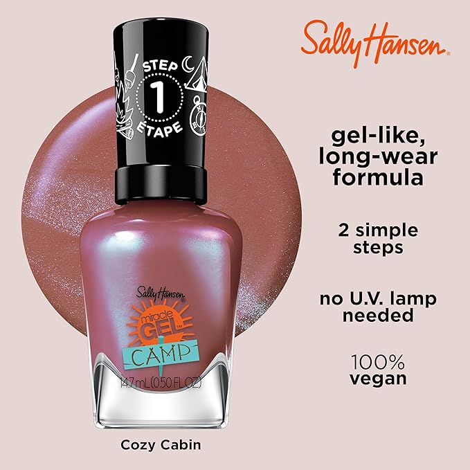 Sally Hansen Miracle Gel™, Summer Camp Cozy Cabin, Long Lasting, Gel-Like Formula, No UV Lamp Needed, Purple Nail Polish