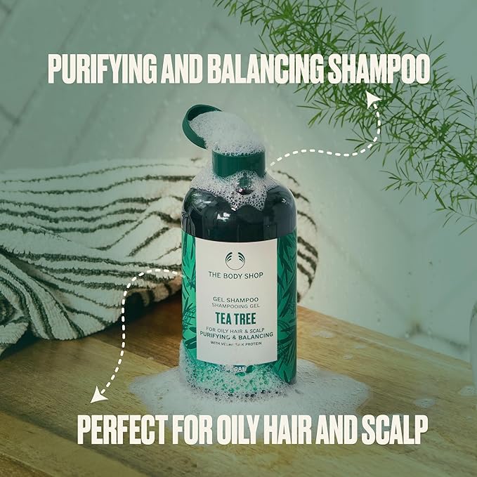 The Body Shop Tea Tree Purifying & Balancing Shampoo for Oily Hair & Scalp, Vegan, 8.4 Fl Oz
