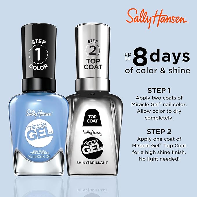Sally Hansen Miracle Gel™, Sugar Fix, Long Lasting, Gel-Like Formula, No UV Lamp Needed, Blue Nail Polish