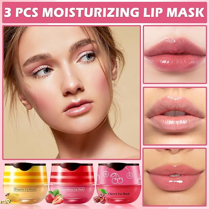 CAHIUYOA 3PCS Bee Lip Balm Honey Sleeping