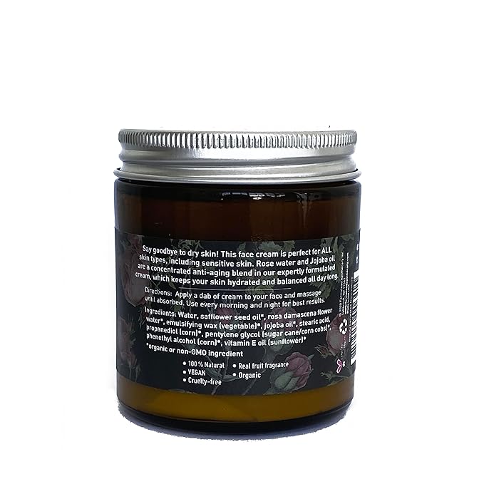 Farmstead Apothecary 100% Natural Anti-Aging Rose Water Face Cream 4 oz