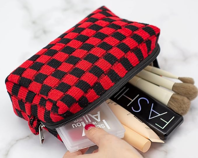 Pazimiik checkered makeup bag for