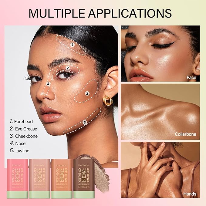 MEICOLY Cream Bronzer Stick, Natural Highlight Contour Makeup,Face