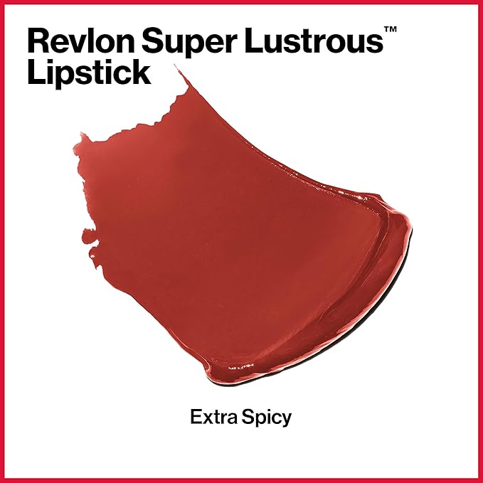 REVLON Super Lustrous Lipstick, High Impact Lipcolor with Moisturizing Creamy Formula, Infused with Vitamin E and Avocado Oil in Red/Coral, Extra Spicy (761) (Pack of 4)