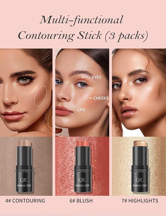 3 Colors Multi-Function Stick Set 3D Face Highlight (3 In1)