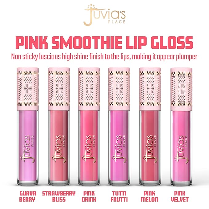 Juvia's Place Smoothie Lip Gloss Guava Berry - Hydrating Cream Lipgloss with Pink & Mauve Tones - Non Sticky Plumping Glosses - High Shine Lipgloss for Women - Lip Plumper with Cocoa Butter & Chia Oil